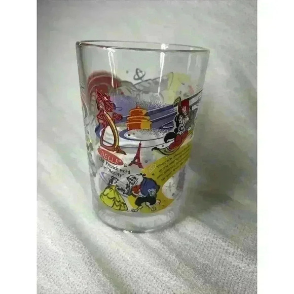 McDonalds Disney 100 Years of Magic Clear Glass Cup Buzz Aladdin Beast Mickey - Picture 1 of 6